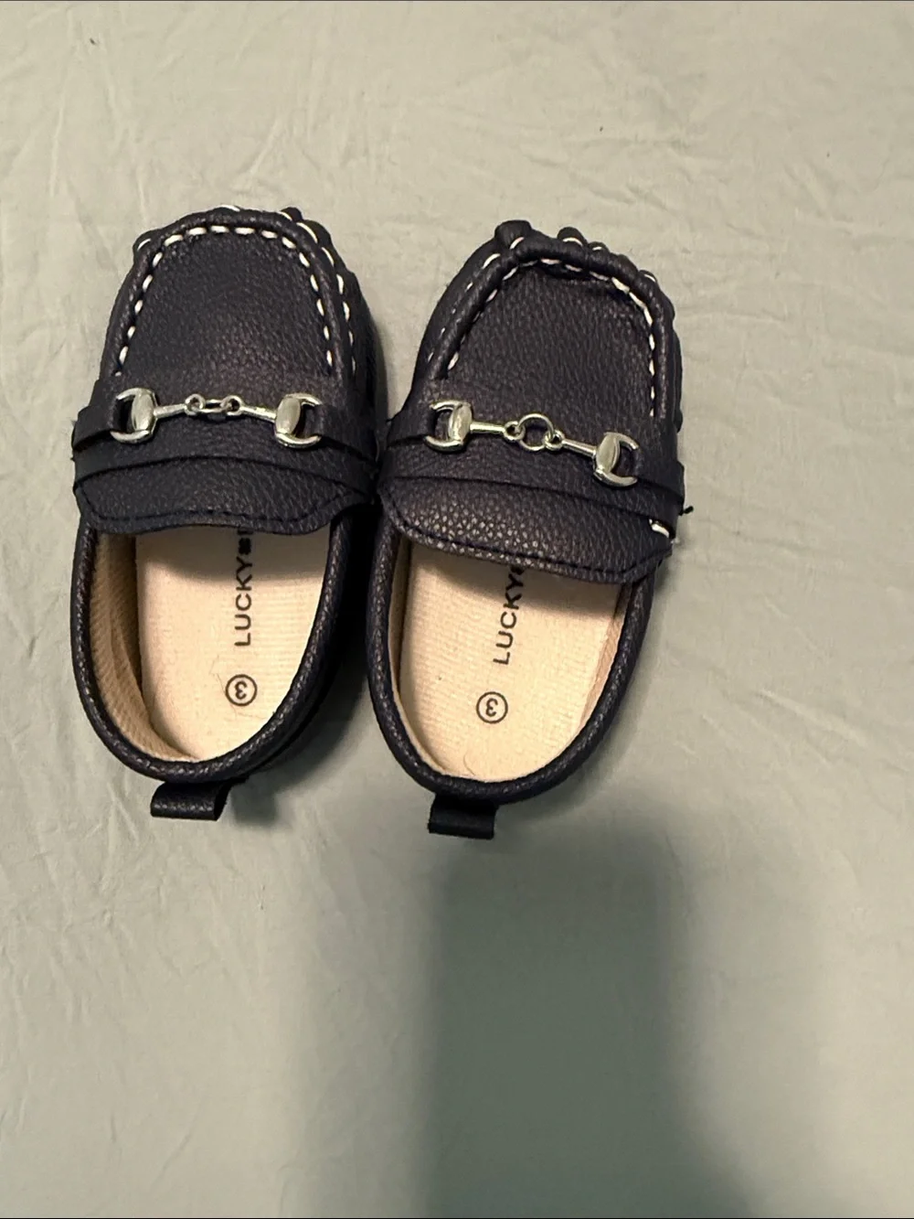 Lucky Brand Navy Blue Kids Moccasins with Silver Bit